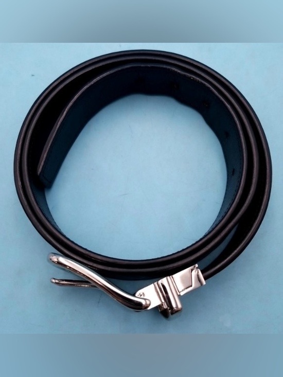 Coach logo reversible Black Leather Belt with Silver Buckle